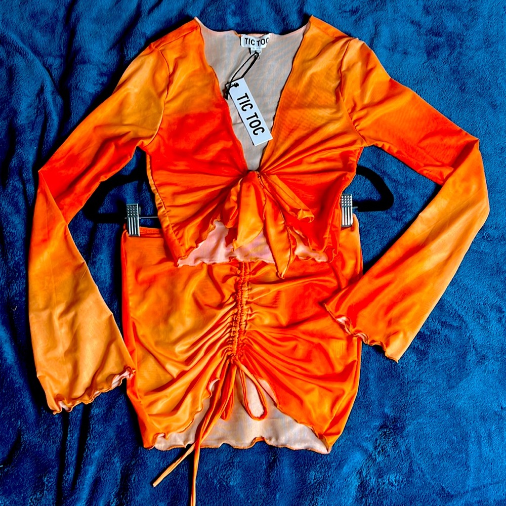 Marble Orange Mesh Two-Piece
